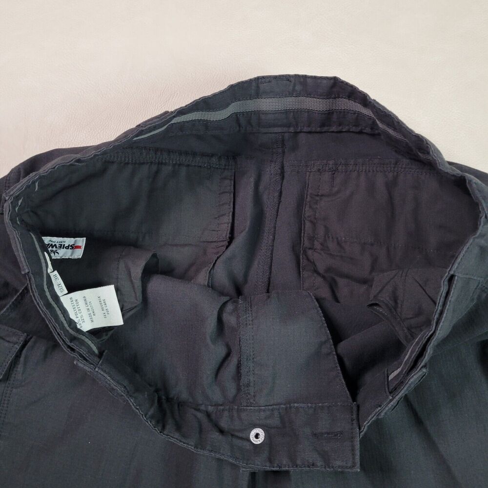 Spiewak Tactical Pants Mens 38×28 Black Utility Outdoor Zip Cargo Ripstop - Picture 6 of 12
